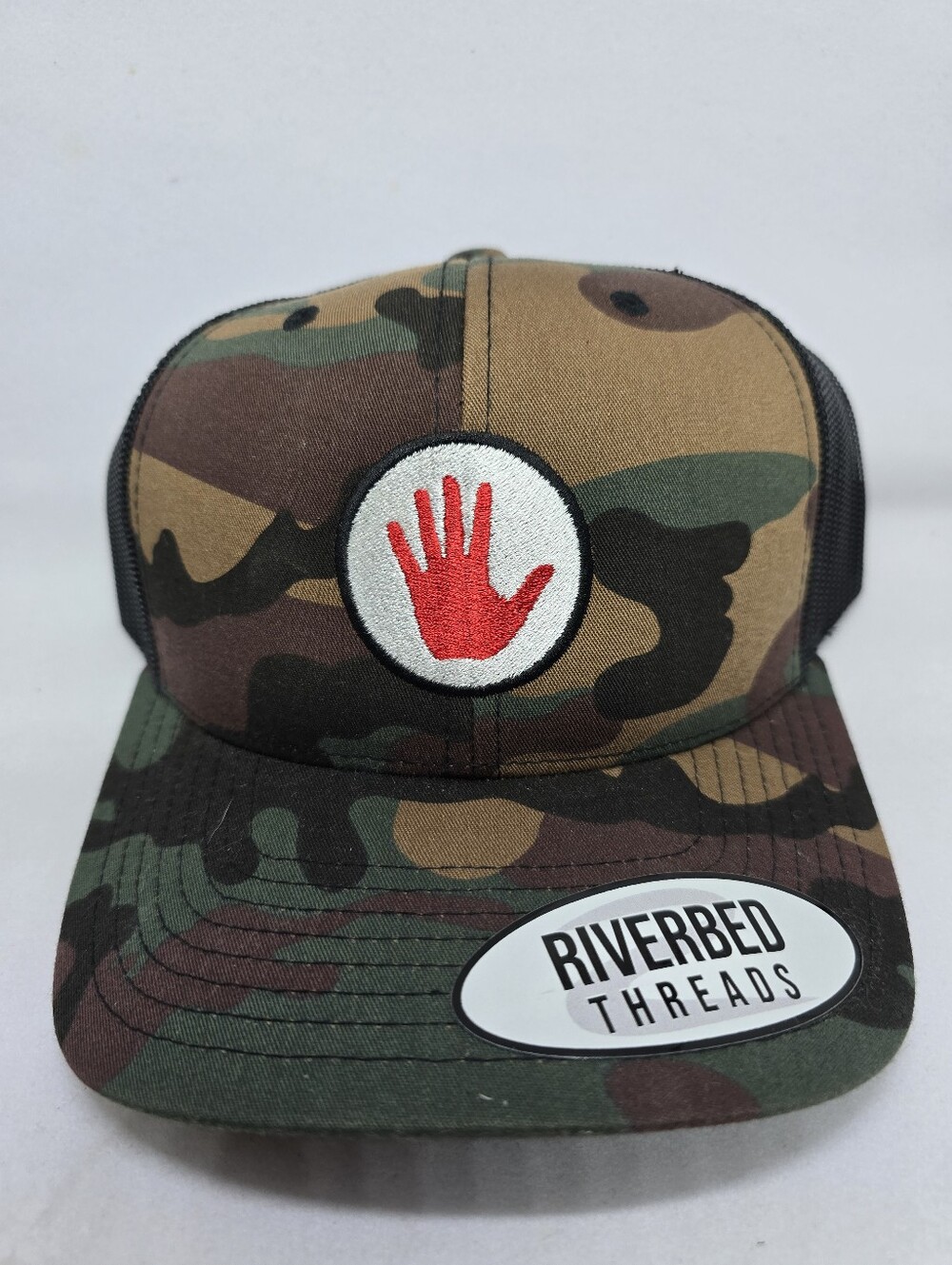 🇺🇸 Riverbed Threads Red Hand 371st Infantry Regiment WWI Camo Trucker Hat